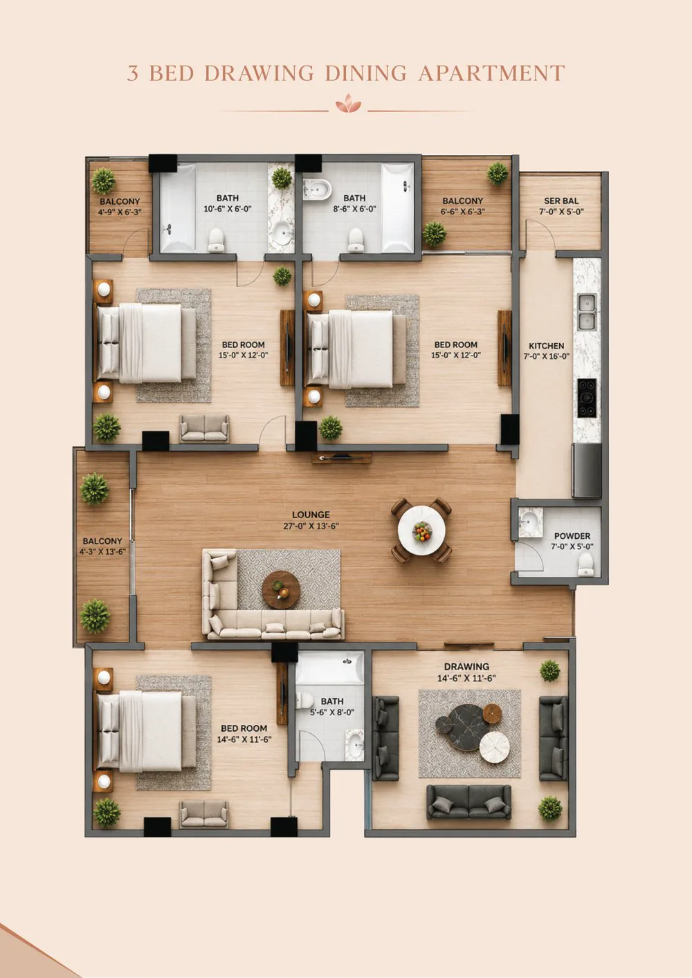 Rose — 3 Bed Apartment